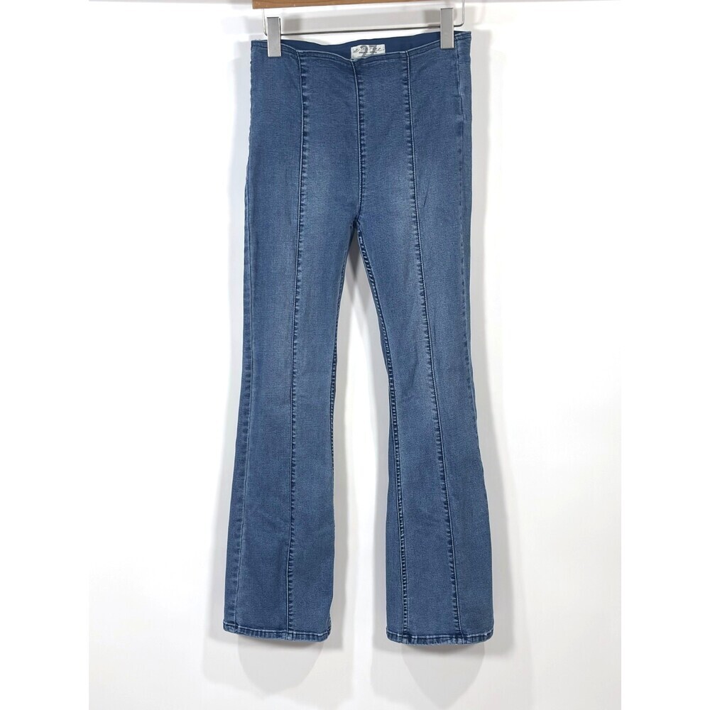 We The Free People Seamed Pull-On Flare Jeans Elastic Waist - Size 27